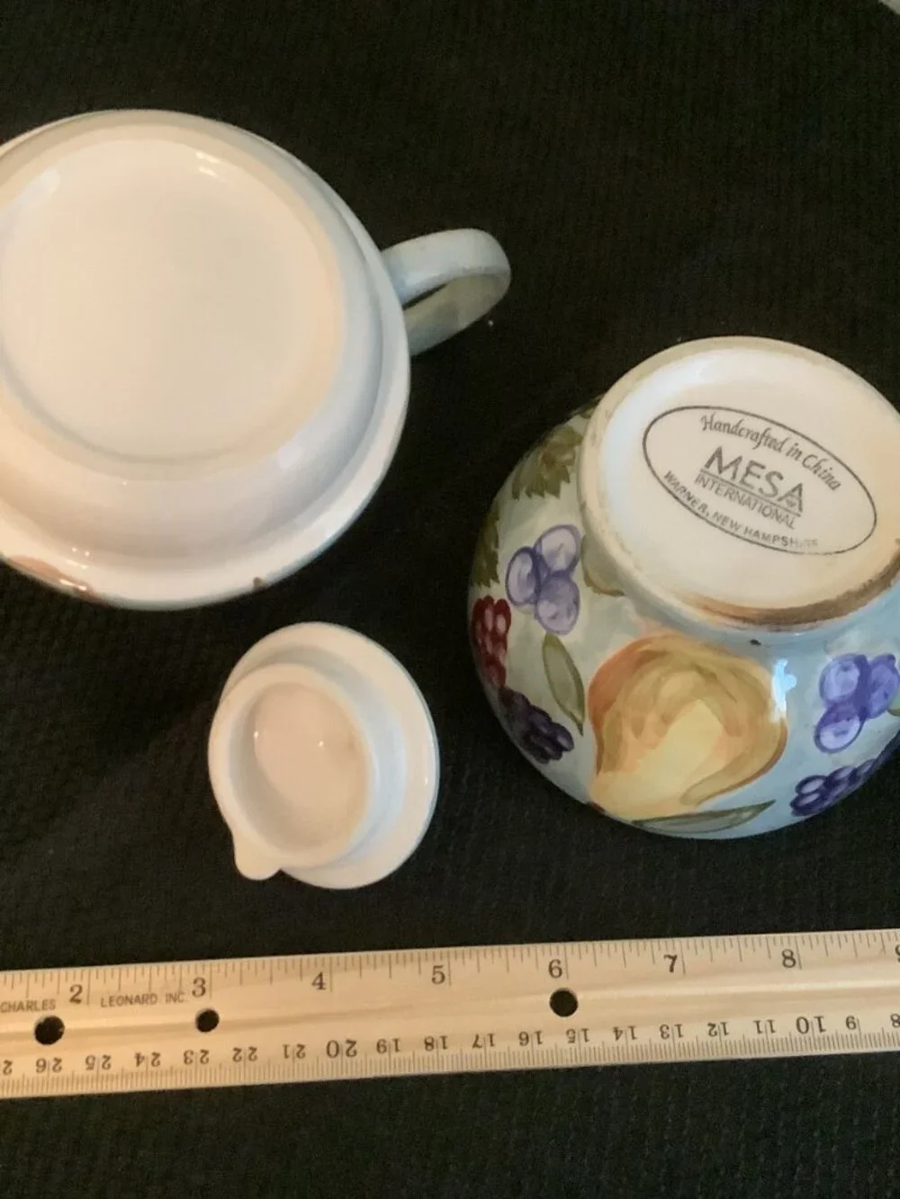 Set of Two TEA FOR ONE  Floral & Fruit Teapot & Cup Sets